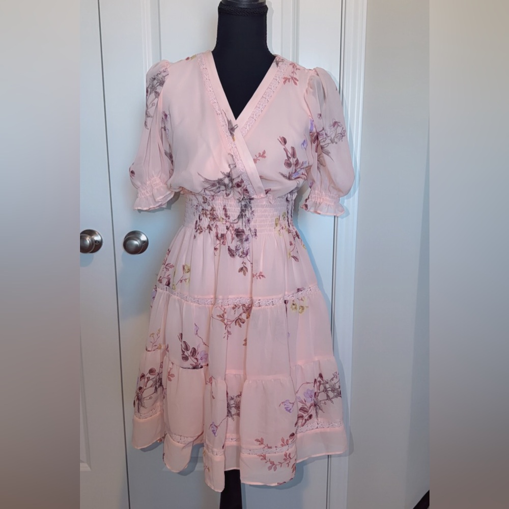 Taylor Pink Floral Long Sleeve Dress